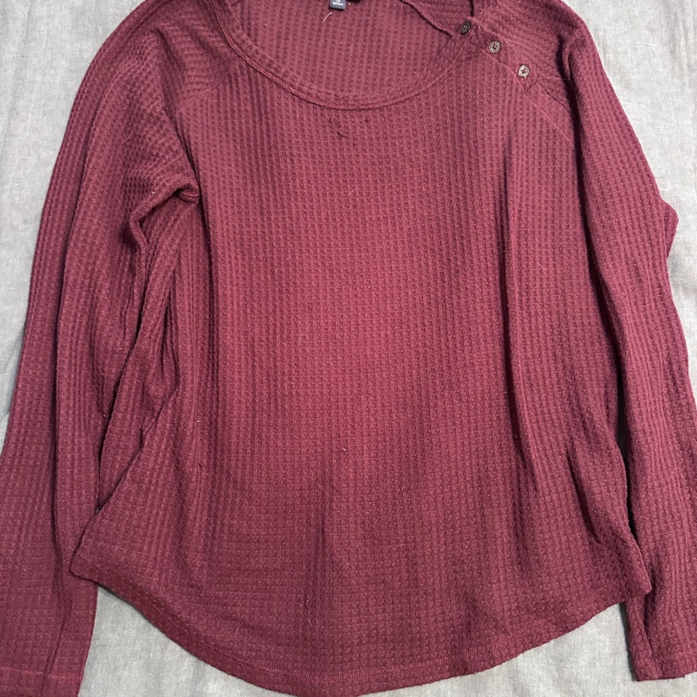 Women's Burgundy Long Sleeve Top